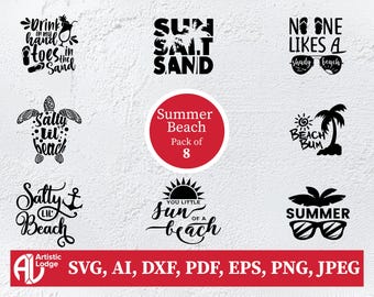 Summer Beach SVG-bundel: palmboom, poolparty-clipart (digitale download)