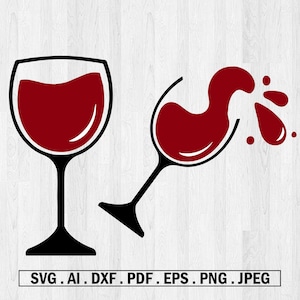 Wine Glass Svg Bundle, Wine Svg, Glass Svg, Wine Silhouette, Beverage Glass Svg, Digital Download Wine Glass Svg Design PNG Pdf Dxf Ai EPS