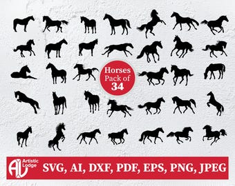 Horse Silhouette SVG Bundle: Equestrian Clipart for Cricut (Digital Download