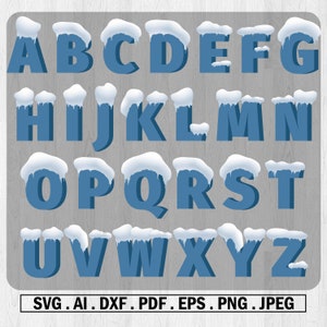 Snow Winter Font Alphabet SVG, Monogram & Custom Snowflake Fonts for Cricut, Silhouette, Eps, Dxf, PNG, Sublimation and Cut File Digital