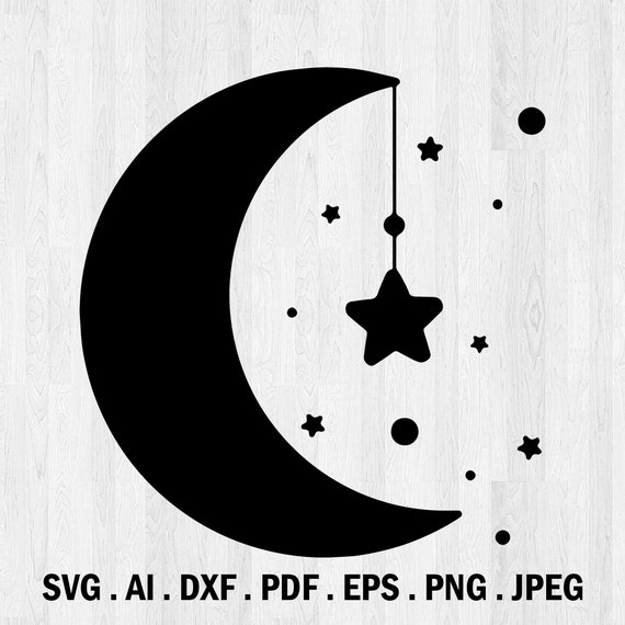 Crescent Moon and Stars Vector Clipart EPS PNG file