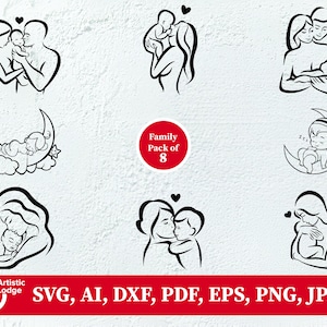 Family SVG Bundle: Silhouette Cut Files for Cricut (Digital Download