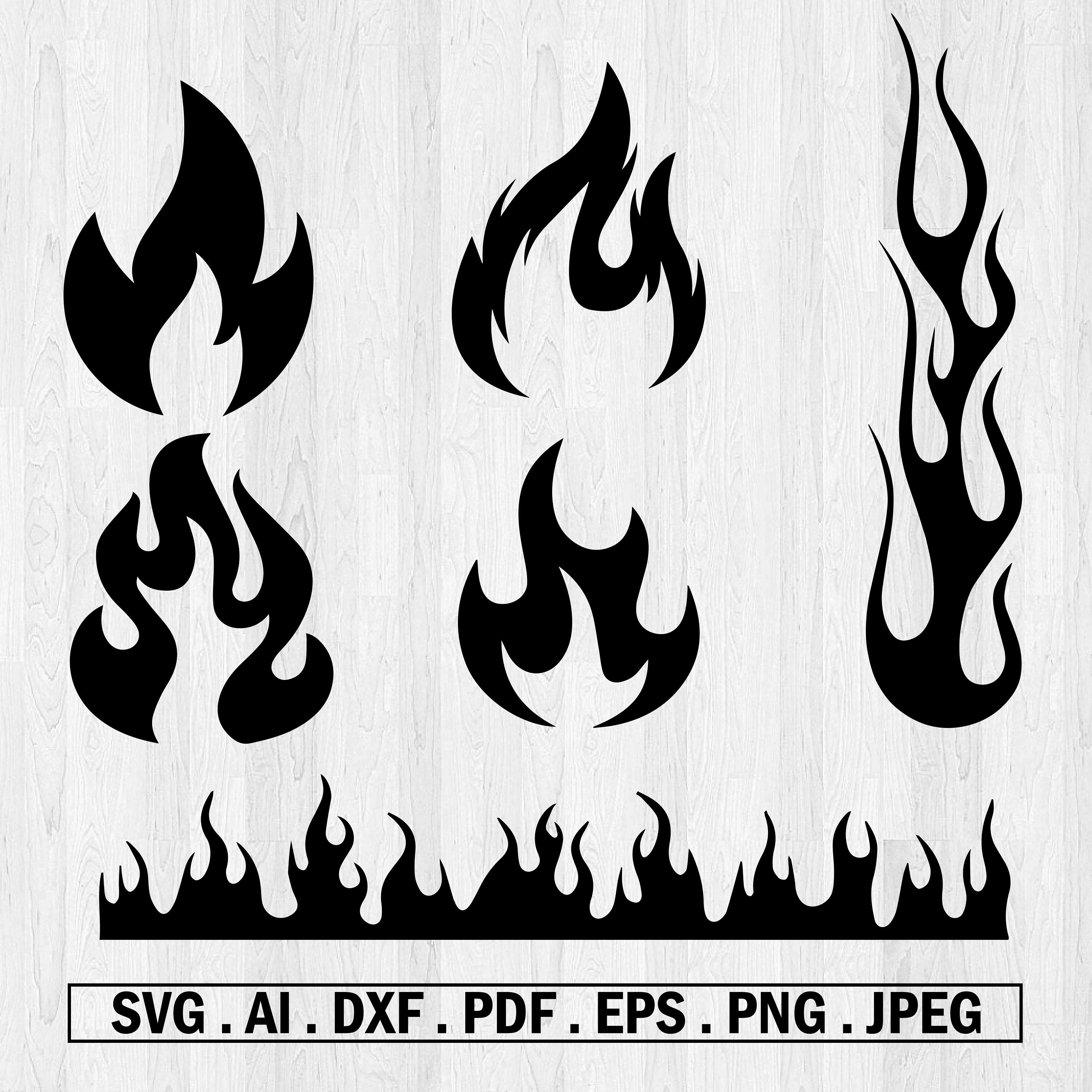 Flame Fire Black Contour PNG & SVG Design For T-Shirts