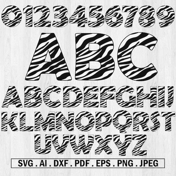 Zebra Alphabet Svg Monogram Svg Animal Alphabet Svg Zebra Pattern Alphabet Clipart Zebra Print Abc Svg Fancy Letters Svg