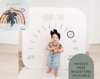 Pop-Up Milestone Blanket: Muslin Cotton, Newborn Photography Prop