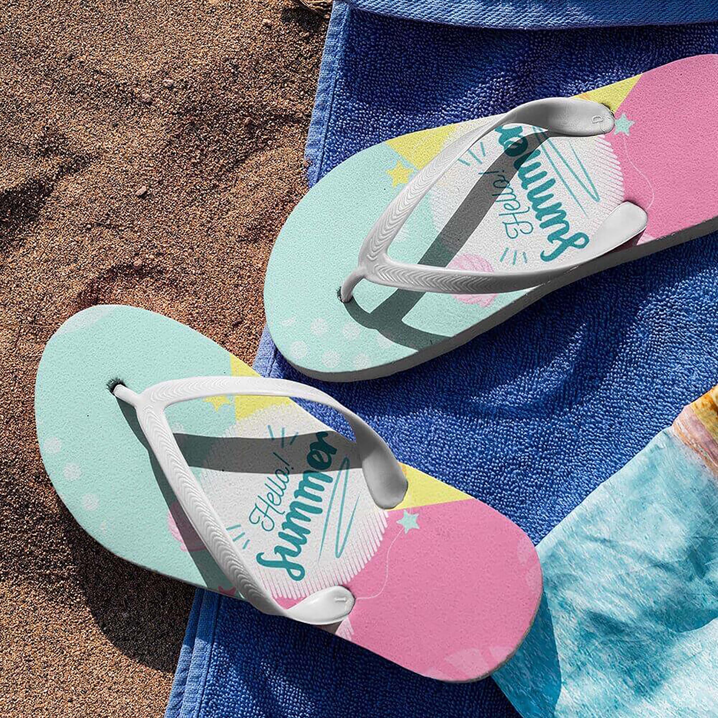 Hello Summer Flip Flops Pastel 2021 Summer Beach Flip Flops | Etsy