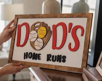 Personalized Baseball Sign With Kids Names Softball Sign For Fathers Day Gift For Baseball Loving Dad Man Cave Sports Sign For Mothers Day