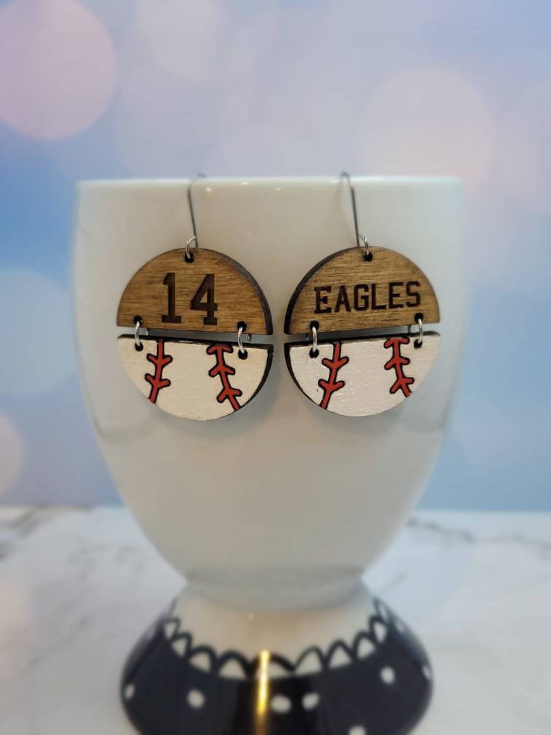 Faux Leather Baseball Teardrop Earrings For Women - Lightweight Dangle Leaf Earrings, No Gemstone - View #2