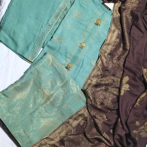 Pakistani Khaddar suit with Karahi - 3 Piece -Pakistani Indian Style - Medium