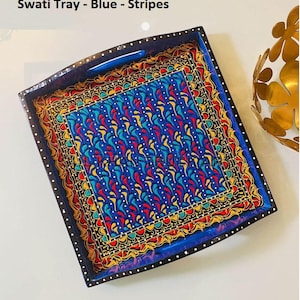 Handcrafted Swati Tray - Square Shaped - Large – Pakistani Truck Art Design - India - Home Decor