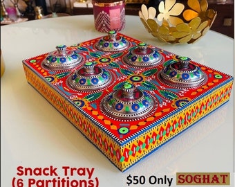 Snack Tray with 6 Partitions - Home Décor - Pakistani Truck Art