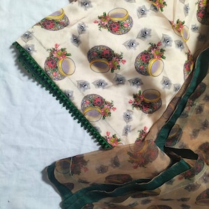 Pakistani Urban China Silk Dress - Offwhite color- 3 piece - Indian Pakistan style- Medium