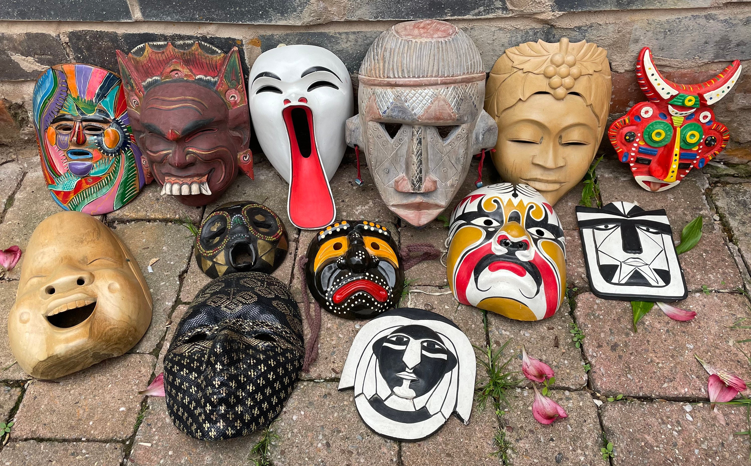 Oriental/Eastern Masks Chinese Carved Wooden Pottery Clay Etsy