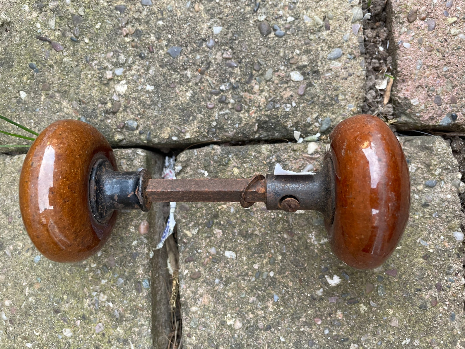 MidCentury Round Door Knobs Handles Original 50s Teak Modern Etsy