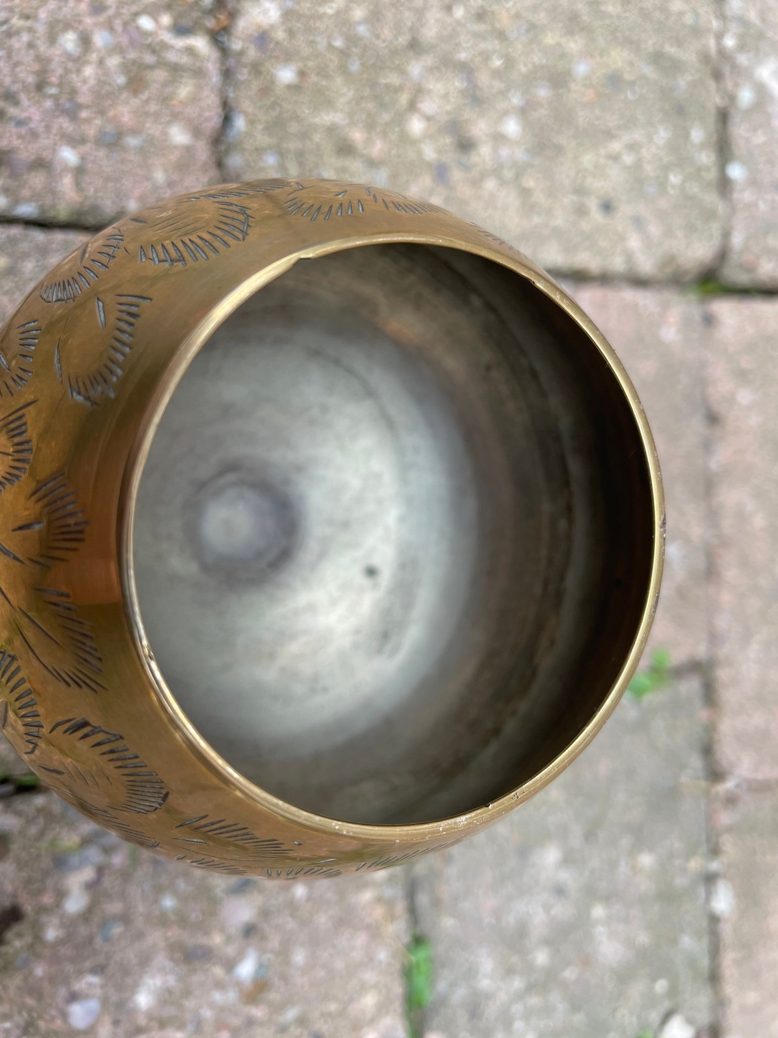 Indian Brass Goblet Cup Etched Golden Colonial Antique Vintage Etsy