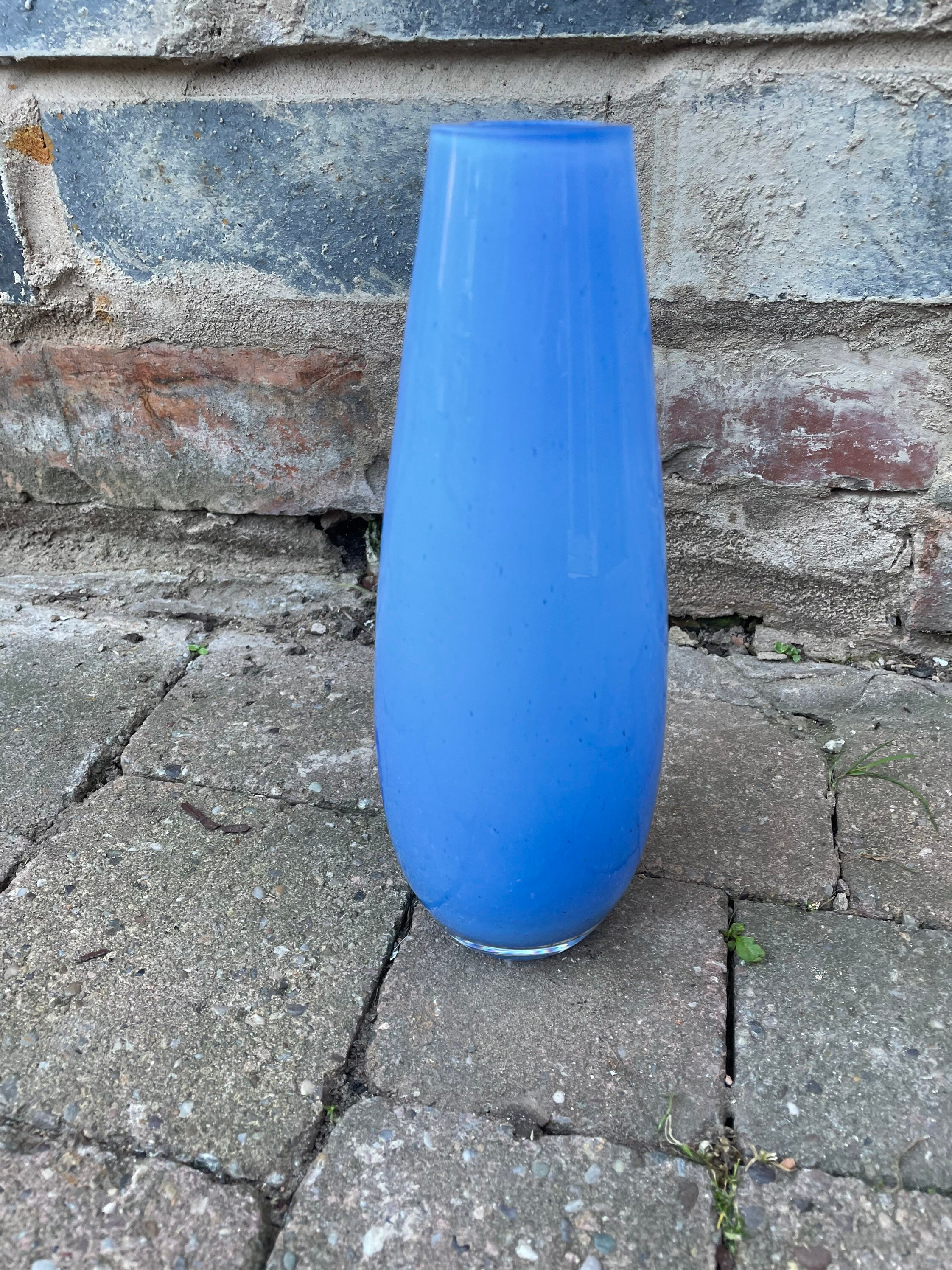 Heavy Pale Blue Glass Vase for Flowers Vintage Antique Art Etsy