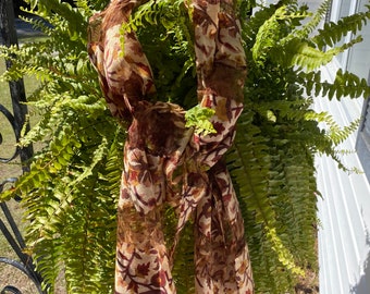 Silk Scarf,Gift for her,shawl,organza , gold  brown ,boho,hippie,handwoven  scarf,elegant,unisex,woman accessory