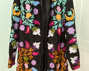 Uzbek Vintage Handmade Embroidered, velvet Robe, Uzbek Dress, Chapan, Kimono jacket coat. For all age.