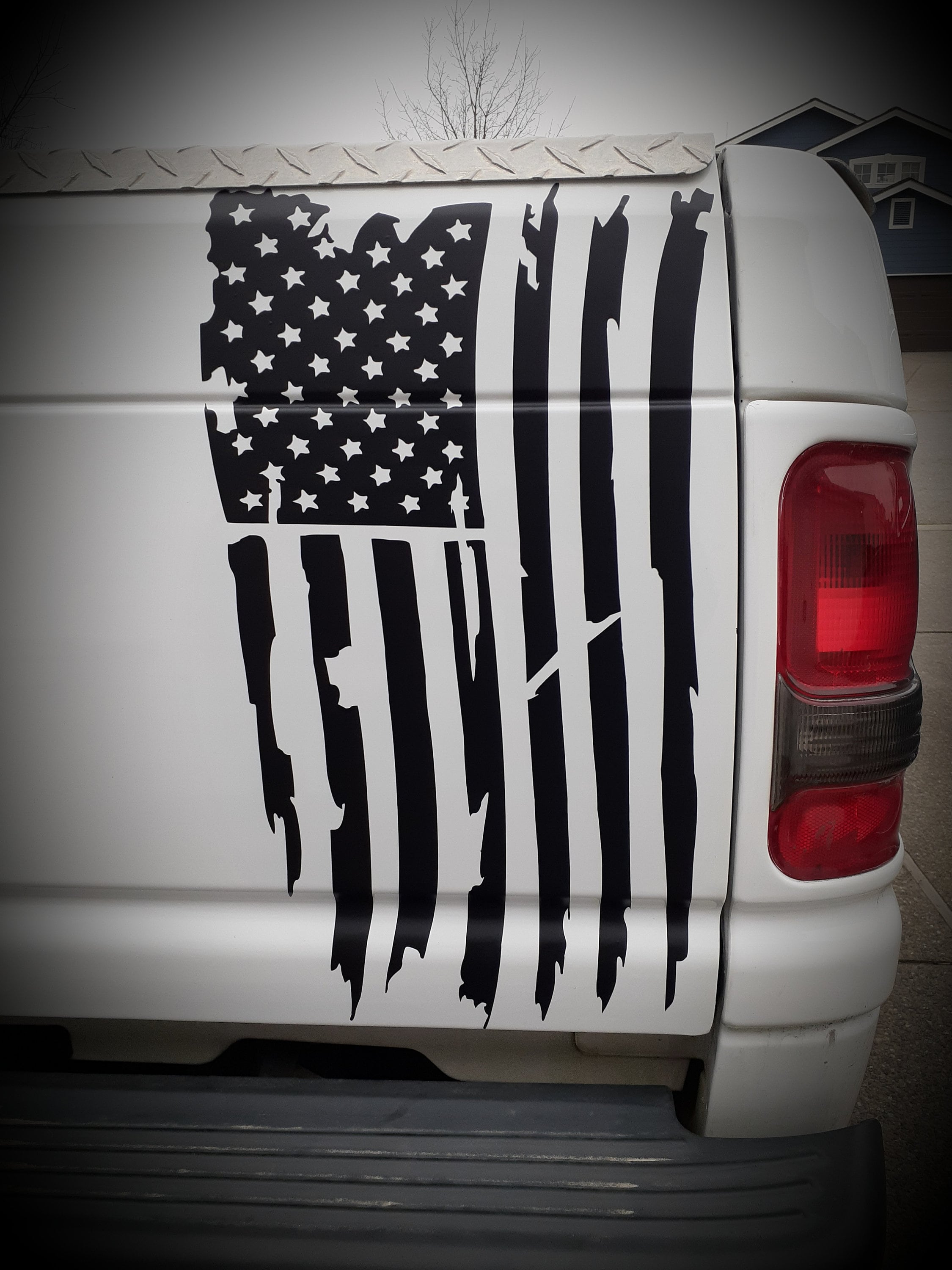 XL Distressed American Flag tailgate decal Etsy