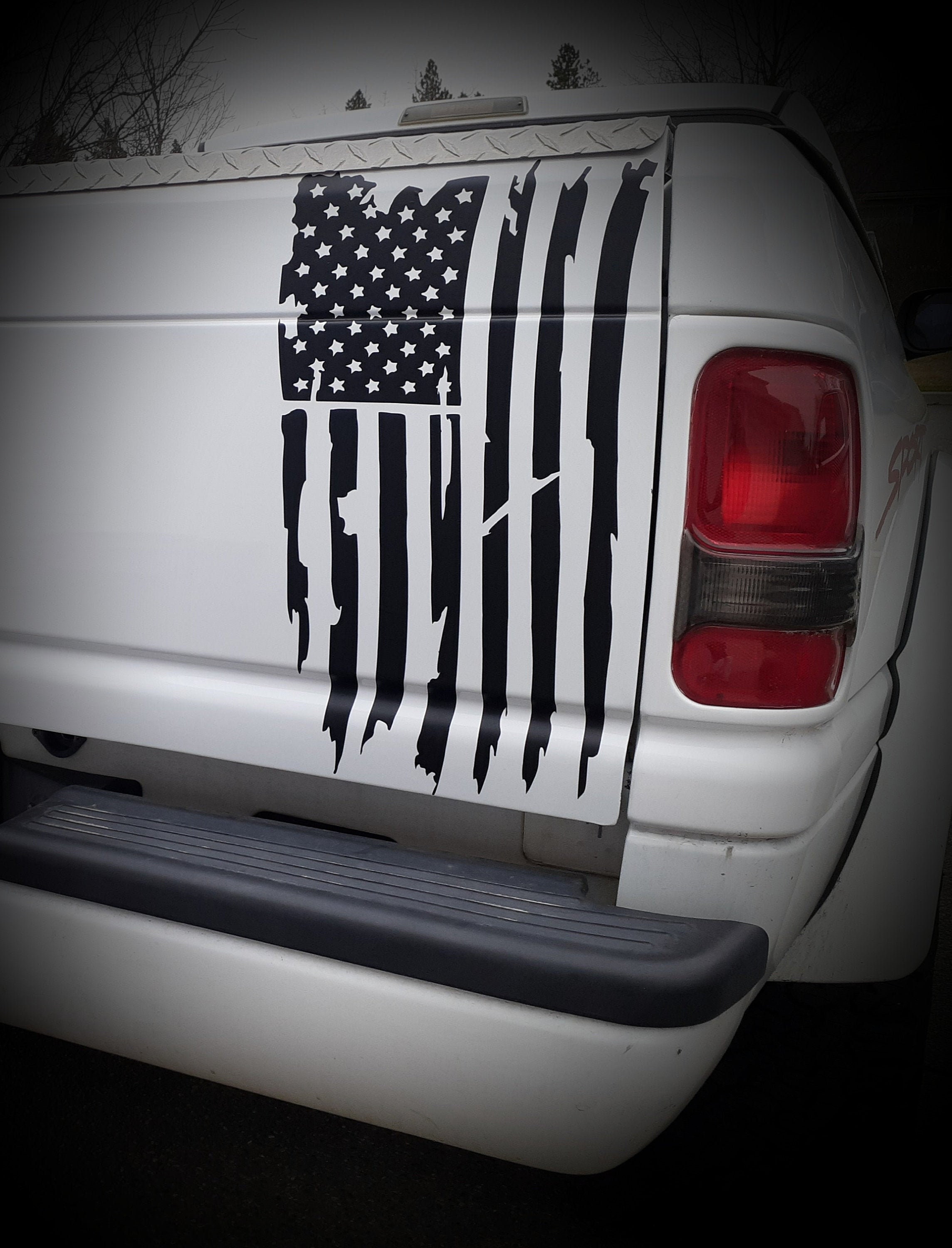 XL Distressed American Flag tailgate decal | Etsy