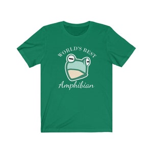 May include: Green t-shirt with a white graphic of a frog and the text "World's Best Amphibian".