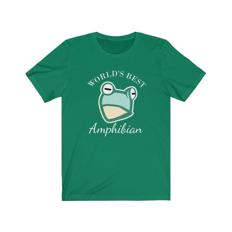 May include: Green t-shirt with a white graphic of a frog and the text "World's Best Amphibian".