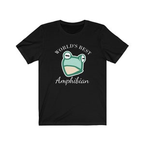 May include: Black t-shirt with a white graphic of a frog and the text "World's Best Amphibian".