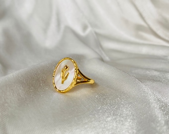 Valentine’s present 18K Gold Shell Statement Ring,Vintage Style, Elegant Adjustable Ring,Dainty Delicate Detailed Ring