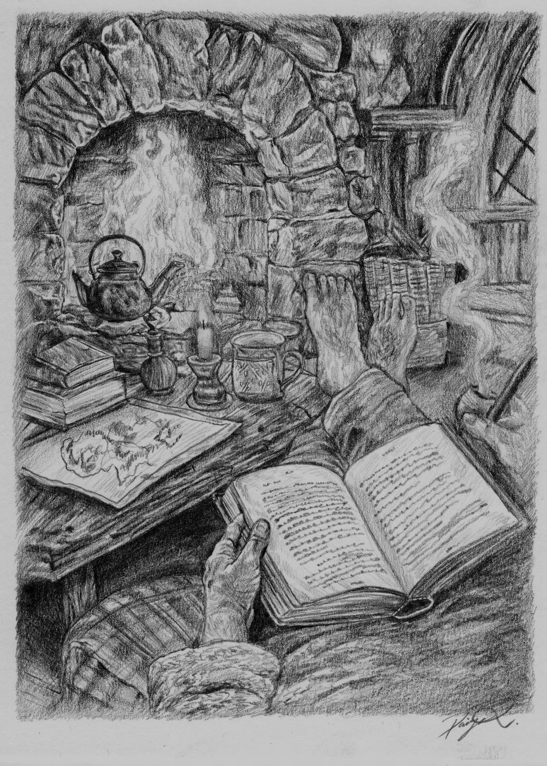 The Comfort of Stillness-original Drawing - Etsy
