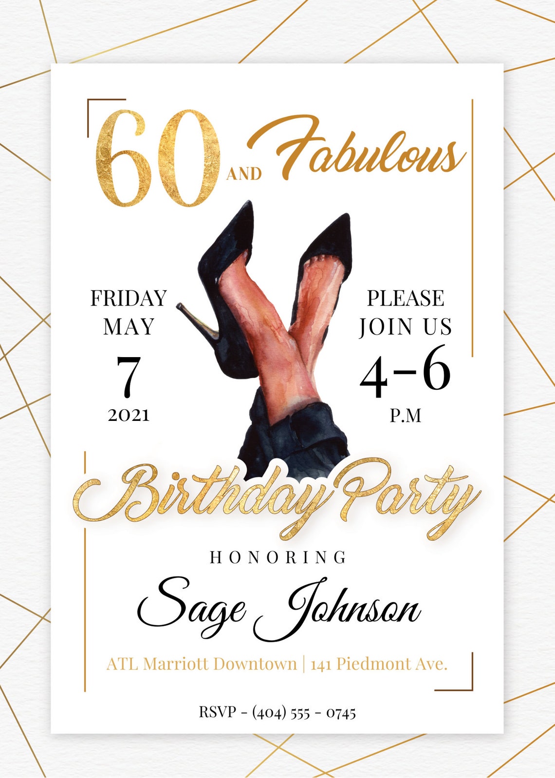 African American 60th Birthday Party Invitation Instant | Etsy