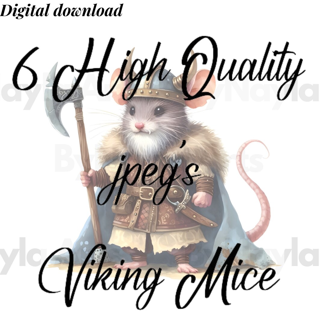 Cute Mouse Clipart Viking Runes Design Diy Printable Bundle Set of 6 ...