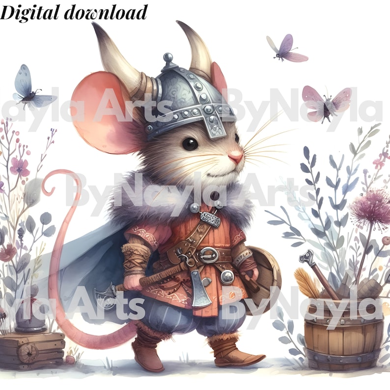 Cute Mouse Clipart Viking Runes Design Diy Printable Bundle Set of 6 ...