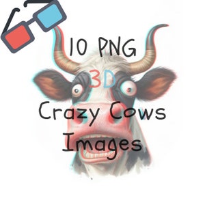 Whimsical Cow 3D Collection 10 Anaglyph Illustrations 3D DIY Paper Crafts