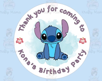 Blue Monster Birthday Stickers: Party Favor Thank You Stickers