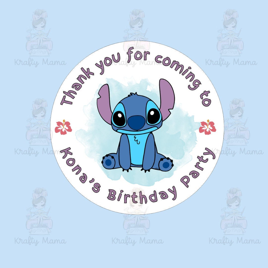 PERSONALISIERTE Stitch Kegel Aufkleber – Party Tüten Etiketten, Geburtstag, Lilo & Stitch