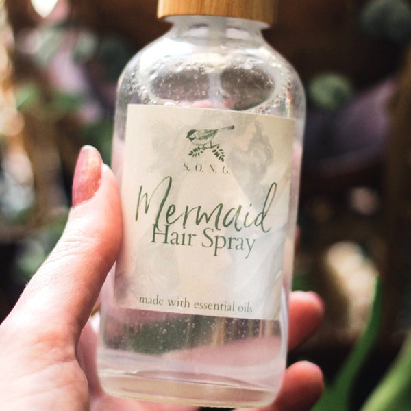 Mermaid Hair Spray Label - Physical Product Label - Vintage Antique Mermaid Hair Spray Botanical Label