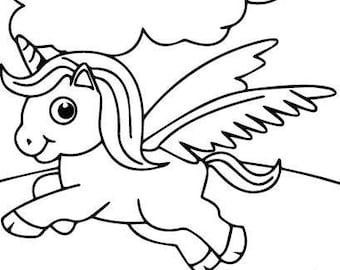 Beautiful Unicorn Coloring Book for Kids, Printable Coloring Book for Children, Digital Download pdf.