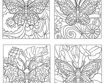 Butterfly Coloring Book, Printable Coloring Book for Children, Digital Download pdf. Two packs included.