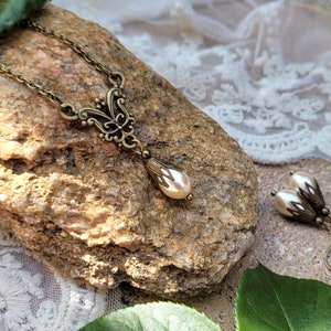 Brautschmuck Set VINTAGE WEDDING mit Tropfen, Brautschmuck, Festlicher Schmuck, Vintage Hochzeit, Vintage Brautschmuck in antik Bronze
