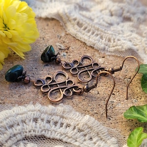 Copper-colored earrings SENTA, gift for women, girlfriend, sister, daughter, mom for birthday, anniversary, Mother&#39;s Day, Christmas, Easter