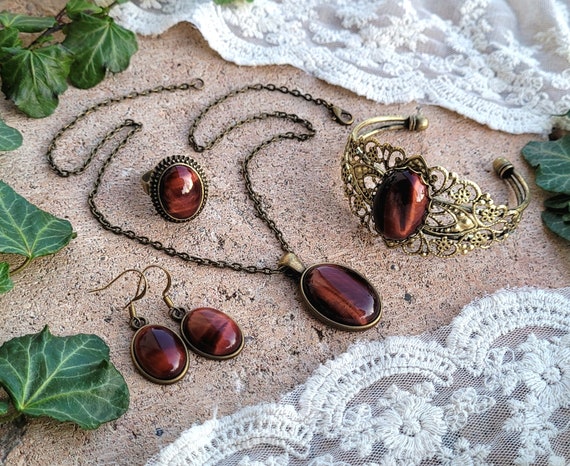 Jewelry Set red Tiger Eye Etsy Australia
