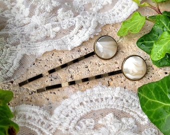 10 Farben! Haarklemmen-Set mit marmorierten Acryl-Cabochons, Haarschmuck, Haaraccessoires, Haarnadeln, kleine Geschenke für Frauen, Freundin