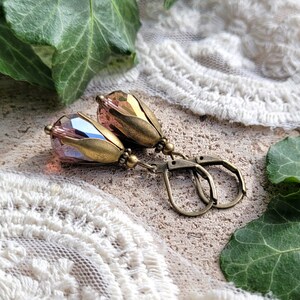 6 color variations Vintage earrings Carla with different colored cut glass beads in the shape of drops image 4