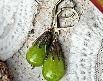 10 colors! GRACE drop-shaped jade pearl earrings, a gift for women, girlfriends, moms, sisters, and daughters for various occasions