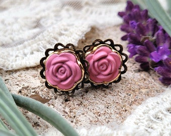 Stud earrings "Vintage Roses" in different colors