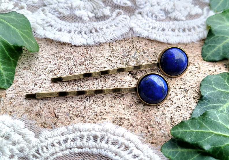 10 Farbvariationen Cabochon-Haarklemmen mit 12mm großen Edelstein-Cabochons im 2er Set zdjęcie 5