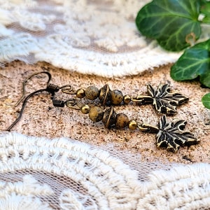 Bronzefarbene Ohrringe "AHORN" mit Jaspis-Edelsteinperlen, Herbstohrringe, Herbstaccessoires, Herbstschmuck, Geschenk für Frauen, Freundin