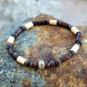 Surfer bracelet LEON made of wood and coconut beads, men&#39;s bracelet, men&#39;s jewelry, gift for men, dad, friend, brother, son for birthday