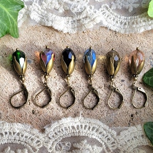 6 color variations Vintage earrings Carla with different colored cut glass beads in the shape of drops image 9