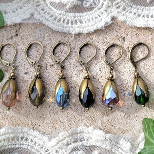 6 color variations Vintage earrings Carla with different colored cut glass beads in the shape of drops image 10